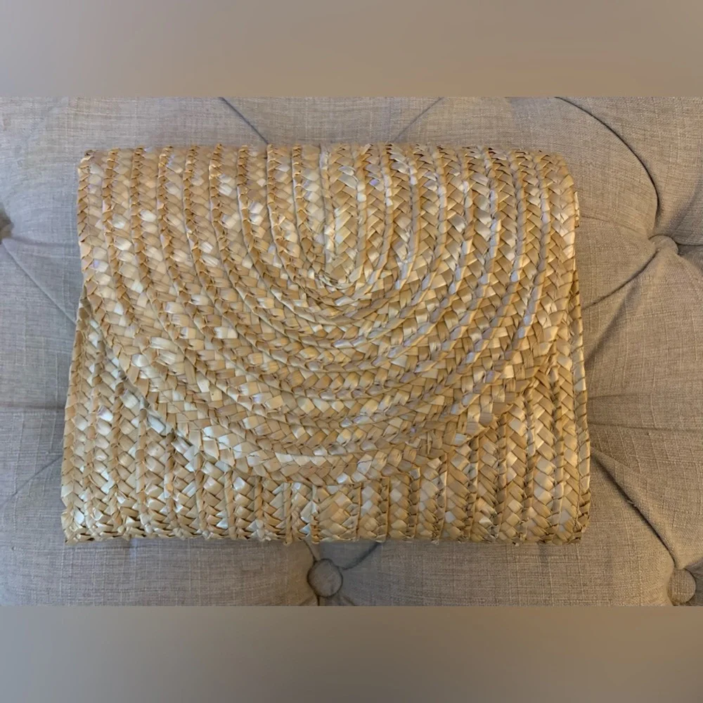 EWC Woven Straw Clutch Crossbody Bag Boho Summer Beach Neutral NWOT